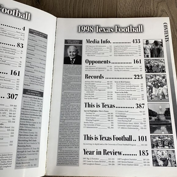 1998 Texas Football Media Guide Longhorns Ricky Williams Heisman Candidate - Picture 10 of 10